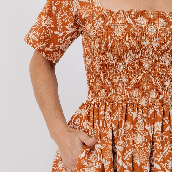 Mata Traders Smocked Teddy Dress w/Pockets - Picture 5 of 6